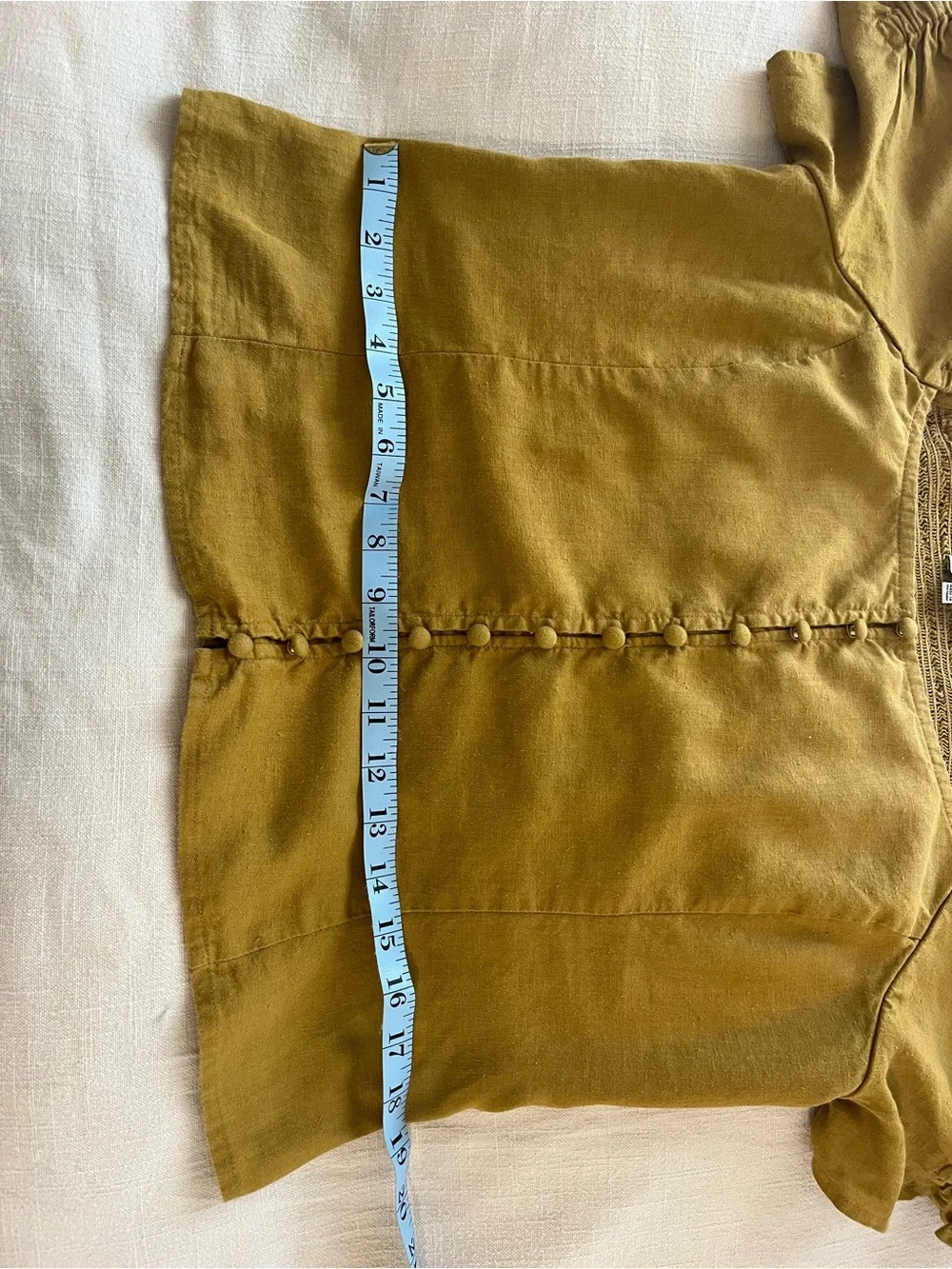 Madewell Gold Square Neck Blouse with Puff Sleeves - Size 4/fits like 6